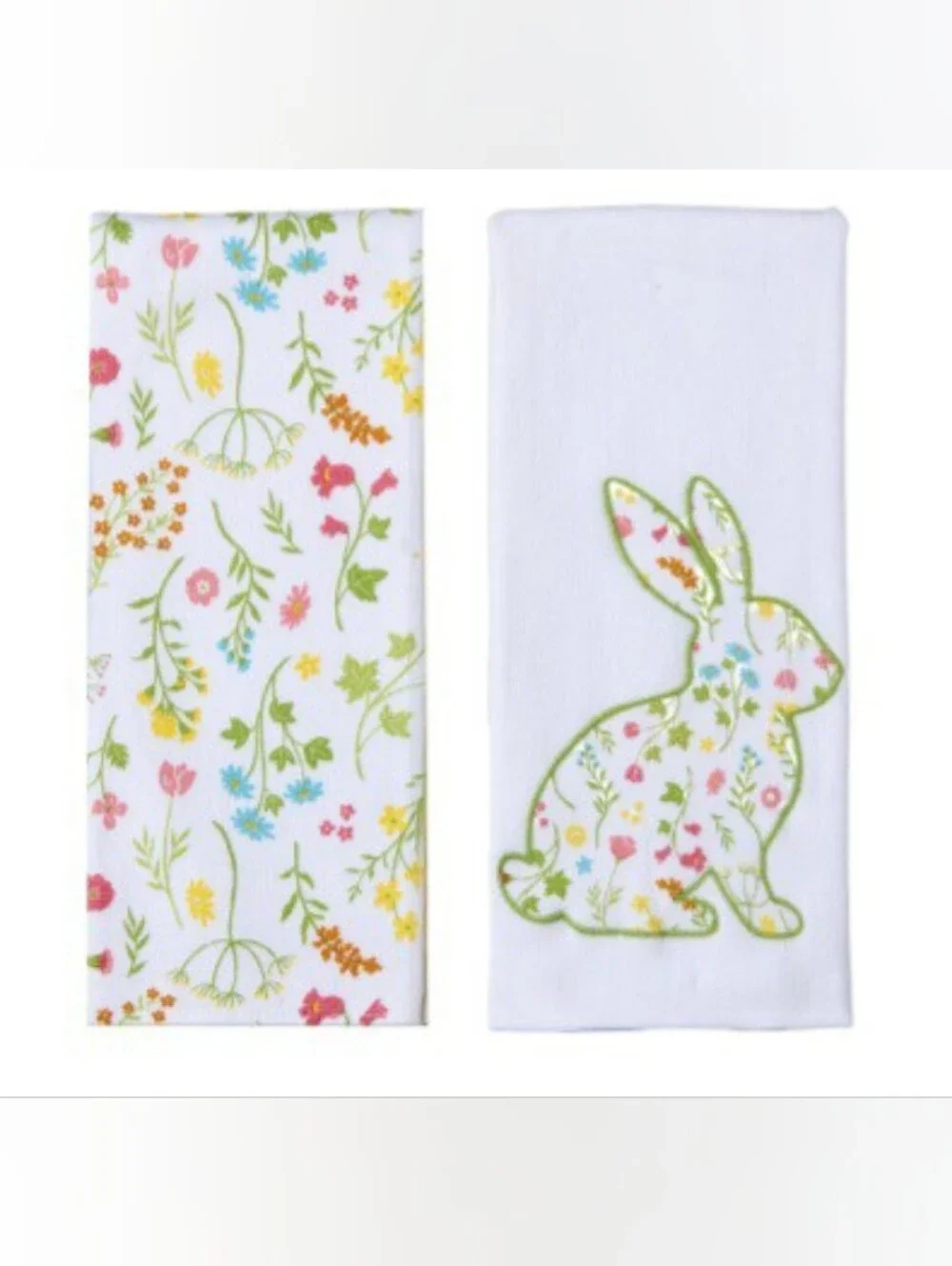 Floral & Bunny 2pk Hand Towel NWOT
